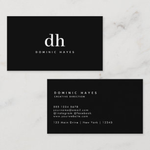 Black And White Bold Monogram Simple Minimalist Business Card