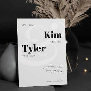 Black and white bold typography names wedding invitation