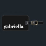 Black and White Bold Typography Personalised Name Luggage Tag<br><div class="desc">Bold Modern Typography Personalised Name Luggage Tag with White Text on a Black Background</div>