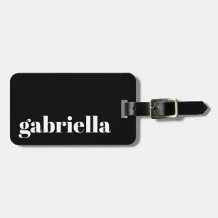 Black and White Bold Typography Personalised Name Luggage Tag