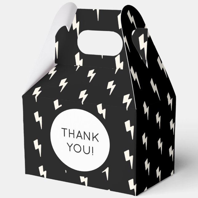 Black and White Bolts Custom Favour Box (Front)