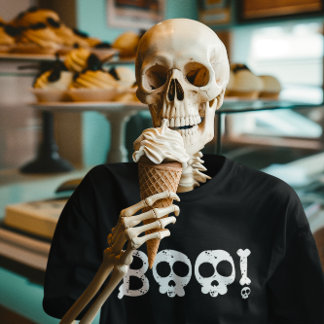 Black and White Bony Skull Boo Tri-Blend Shirt
