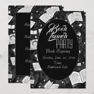 Black And White Book Launch Party Invitation