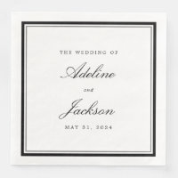 Black and White Border Classic Traditional Wedding