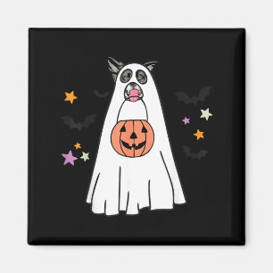 Black And White Border Collie Dog Boo Halloween Magnet