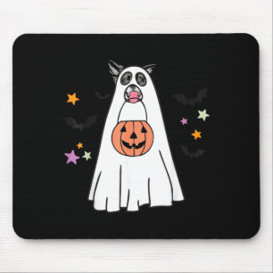 Black And White Border Collie Dog Boo Halloween Mouse Pad