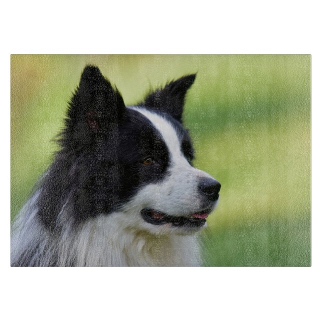 Black and White Border Collie Dog Cutting Board (Front)