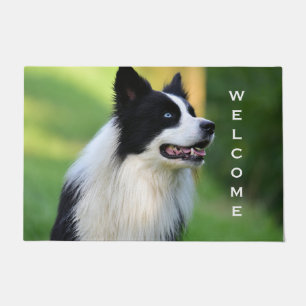Black and White Border Collie Dog Doormat