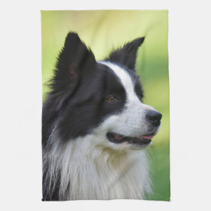 Black and White Border Collie Dog Tea Towel