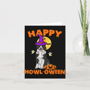 Black And White Border Collie Dog Witch Happy Card