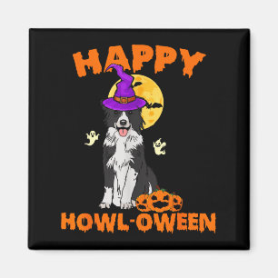 Black And White Border Collie Dog Witch Happy Magnet