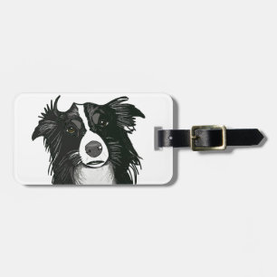 Black and White Border Collie Luggage tags
