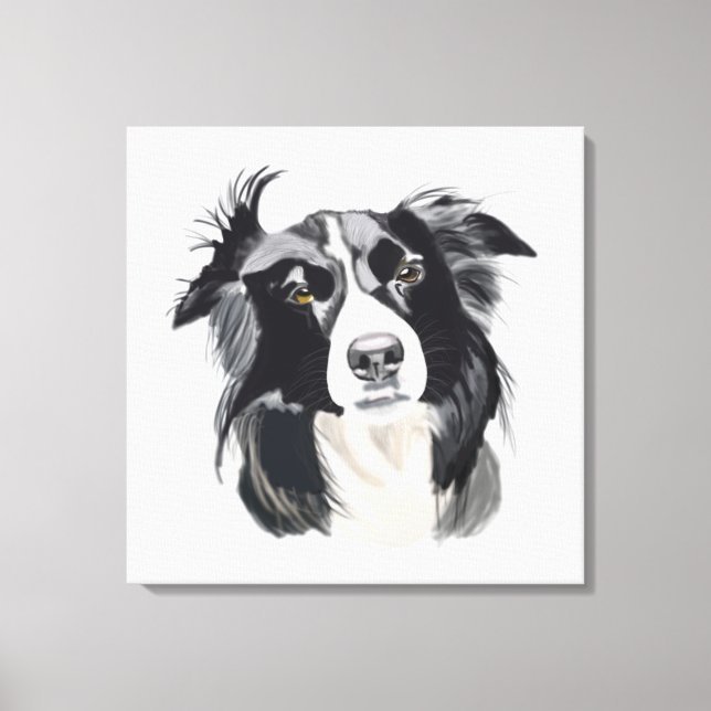 Black and White Border Collie New Design Canvas Print (Front)