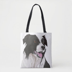 Black and white Border Collie Tote Bag