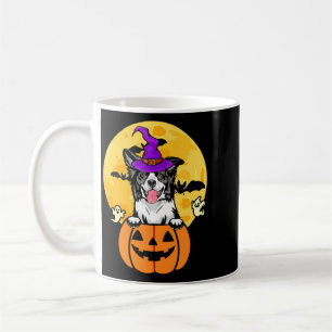 Black And White Border Collie Witch Dog Halloween Coffee Mug