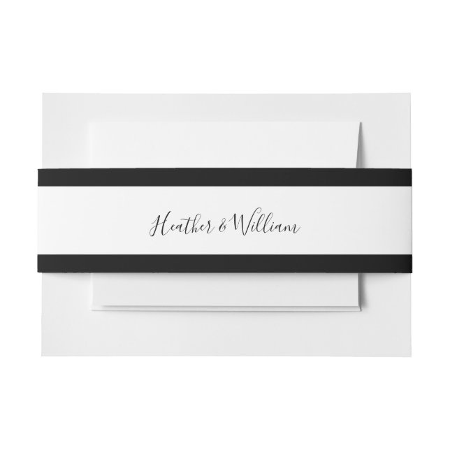 Black and White Border Invitation Belly Band (Front Example)