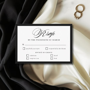 Black and White Border Wedding RSVP Card