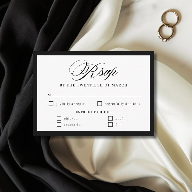 Black and White Border Wedding RSVP Card (Creator Uploaded)