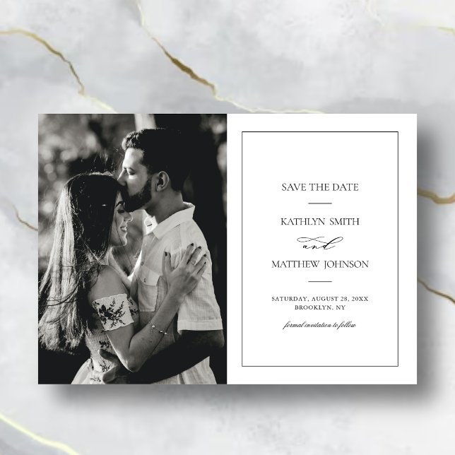 Black and White Border Wedding Save The Date Magnetic Invitation (Creator Uploaded)