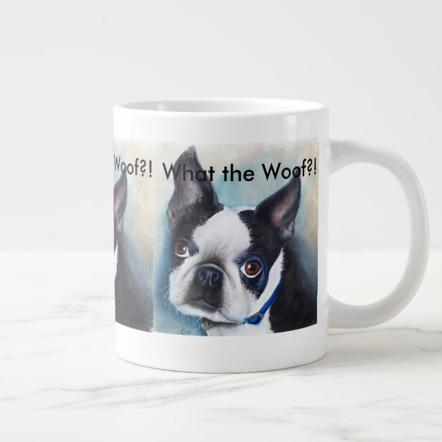 BLACK AND WHITE BOSTON TERRIER LARGE COFFEE MUG (Right)