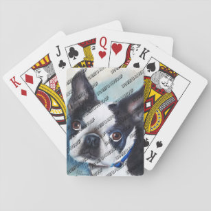 BLACK AND WHITE BOSTON TERRIER PLAYING CARDS