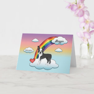 Black And White Boston Terrier Rainbow Memorial Card