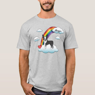 Black And White Boston Terrier Rainbow Memorial T-Shirt