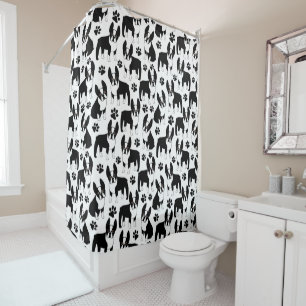 Black and White Boston Terrier Shower Curtain