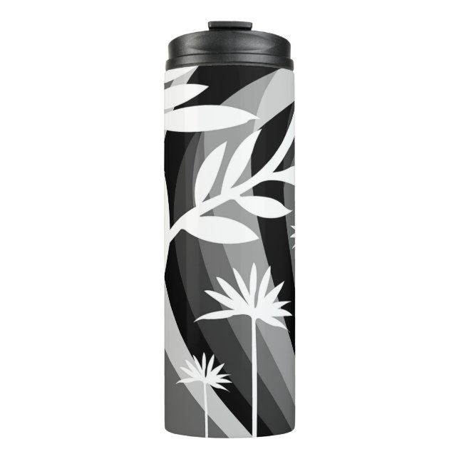 Black and White Botanical Design Thermal Tumbler (Front)