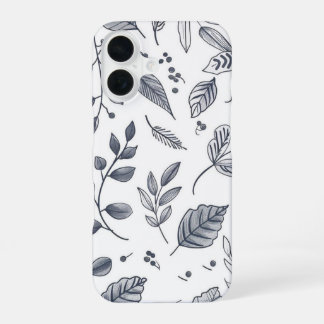 Black and White Botanical Leaf Pattern Phone Case