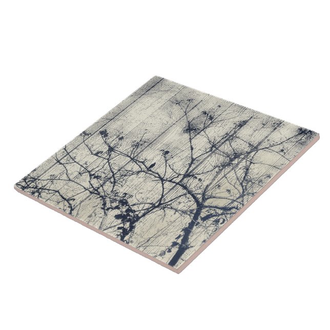 Black and White Botanical Motif Artwork Tile (Side)