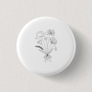 BLack and white bouquet, flowers, floral 3 Cm Round Badge