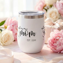 Black and White Bow Script Mum Established Elegant
