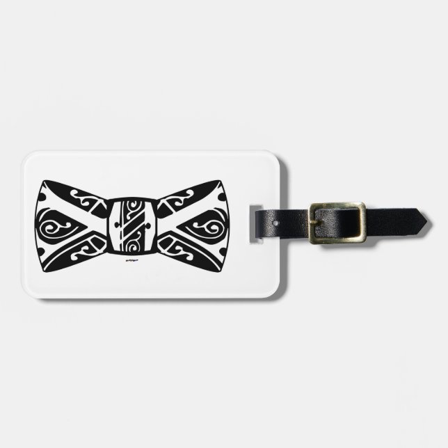 Black and White Bow Tie Luggage Tag (Front Horizontal)