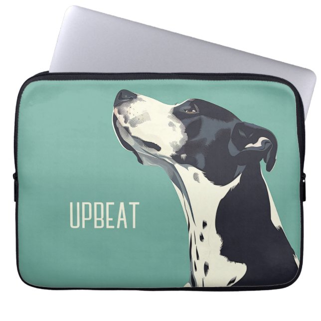 Black and White Boxer Laptop Sleeve (Front)