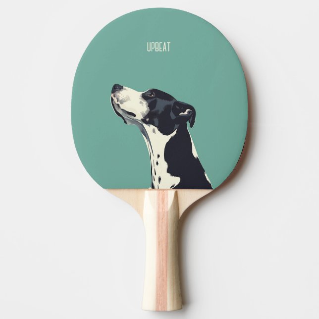 Black and White Boxer Ping Pong Paddle (Front)