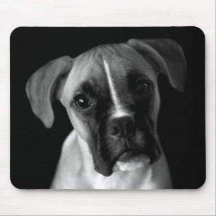 Black and White Boxer Puppy Dog Love Mousepad