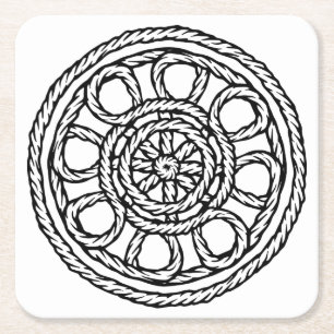 Black and white braided square paper coaster