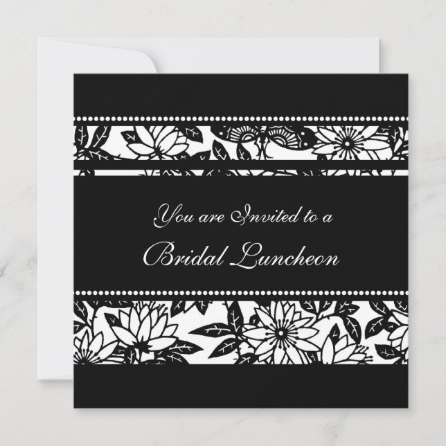 Black and White Bridal Luncheon Invitation Cards (Front)