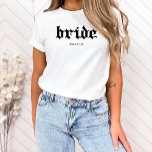 Black and White Bride | Cool Gothic Text Tri-Blend Shirt<br><div class="desc">This stylish,  white shirt for the bride features trendy black Gothic or Old English style text.</div>