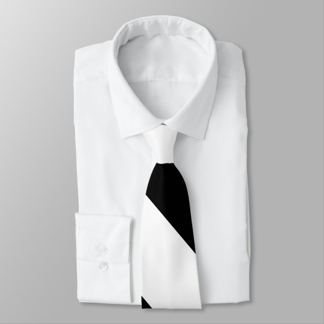 Black and White Broad University Stripe Tie (Tied)