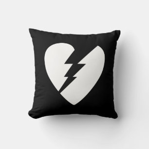 Black and White Broken Heart Vector Art Cushion