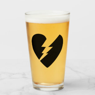 Black and White Broken Heart Vector Art Glass