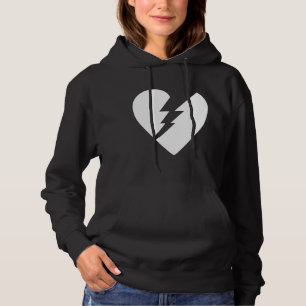 Black and White Broken Heart Vector Art Hoodie