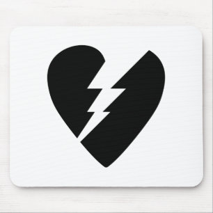 Black and White Broken Heart Vector Art Mouse Pad