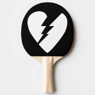 Black and White Broken Heart Vector Art Ping Pong Paddle