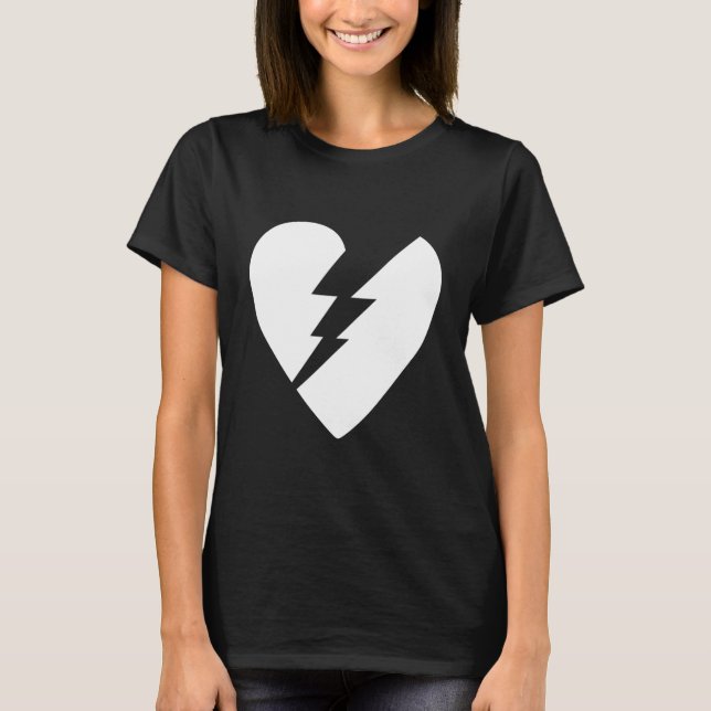Black and White Broken Heart Vector Art T-Shirt (Front)