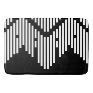 Black and white broken lines stacked bath mat