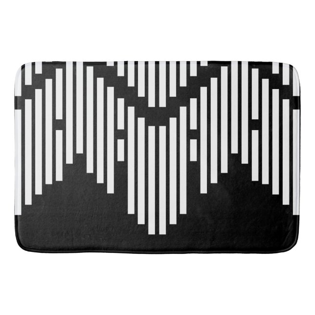 Black and white broken lines stacked bath mat (Front)