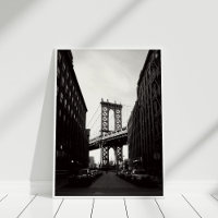 Black and White Brooklyn Bridge Cityscape Wall Art